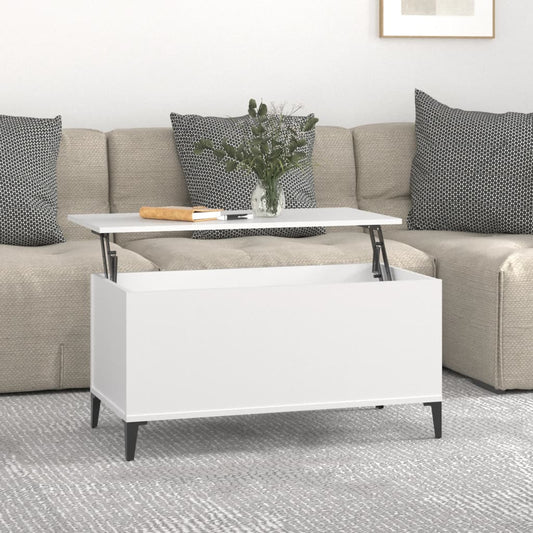 Tavolino da Salotto Bianco 90x44,5x45 cm in Legno Multistrato - homemem39