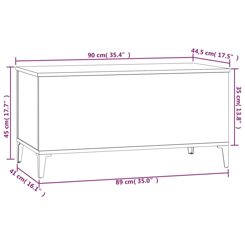 Tavolino da Salotto Nero 90x44,5x45 cm in Legno Multistrato - homemem39