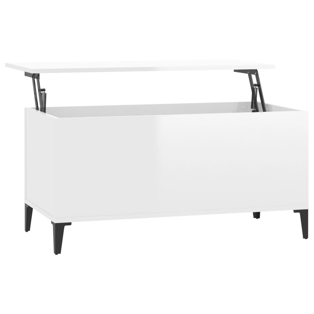 Tavolino Salotto Bianco Lucido 90x44,5x45 cm Legno Multistrato - homemem39