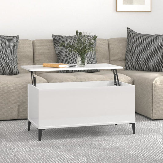 Tavolino Salotto Bianco Lucido 90x44,5x45 cm Legno Multistrato - homemem39