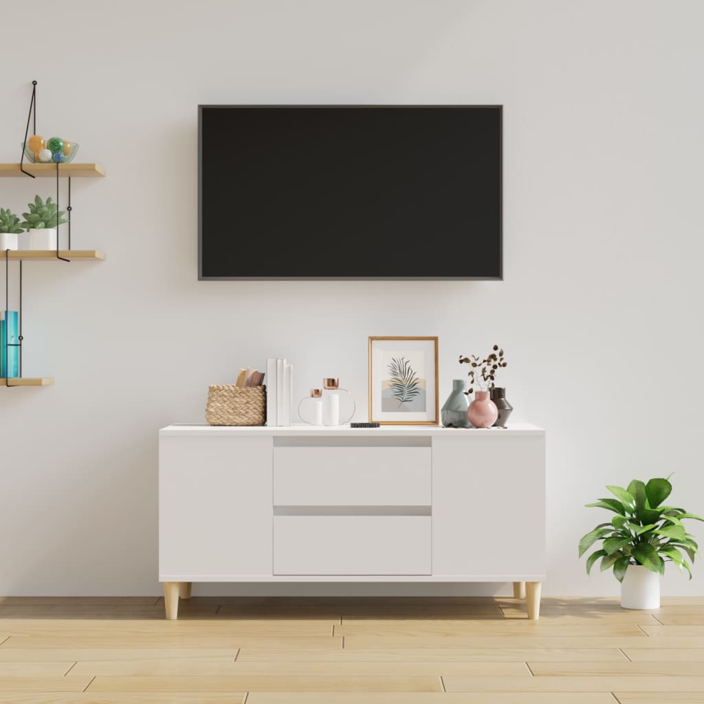 Mobile Porta TV Bianco 102x44,5x50 cm in Legno Multistrato - homemem39