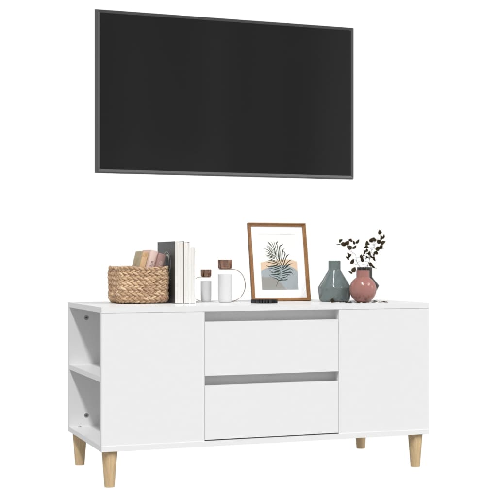 Mobile Porta TV Bianco 102x44,5x50 cm in Legno Multistrato - homemem39