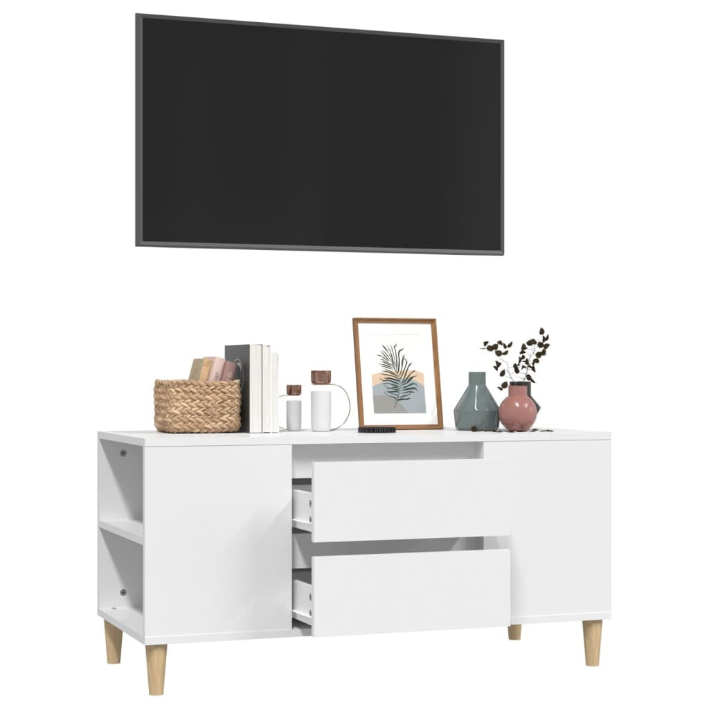 Mobile Porta TV Bianco 102x44,5x50 cm in Legno Multistrato - homemem39