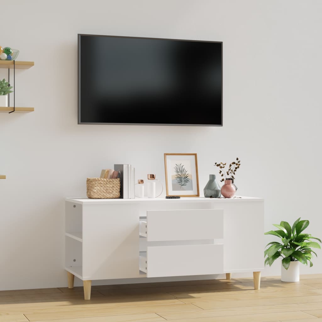 Mobile Porta TV Bianco 102x44,5x50 cm in Legno Multistrato - homemem39