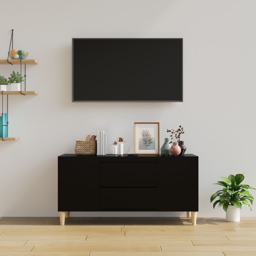 Mobile Porta TV Nero 102x44,5x50 cm in Legno Multistrato - homemem39