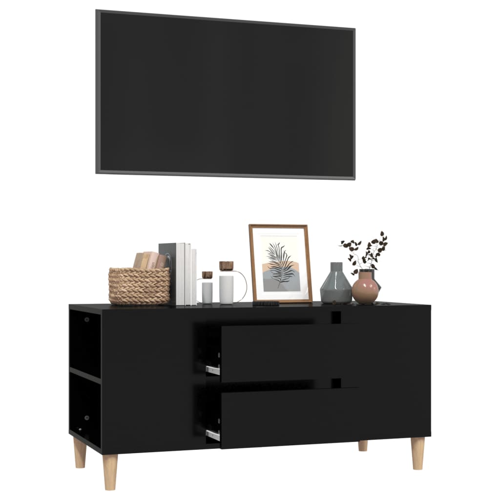 Mobile Porta TV Nero 102x44,5x50 cm in Legno Multistrato - homemem39