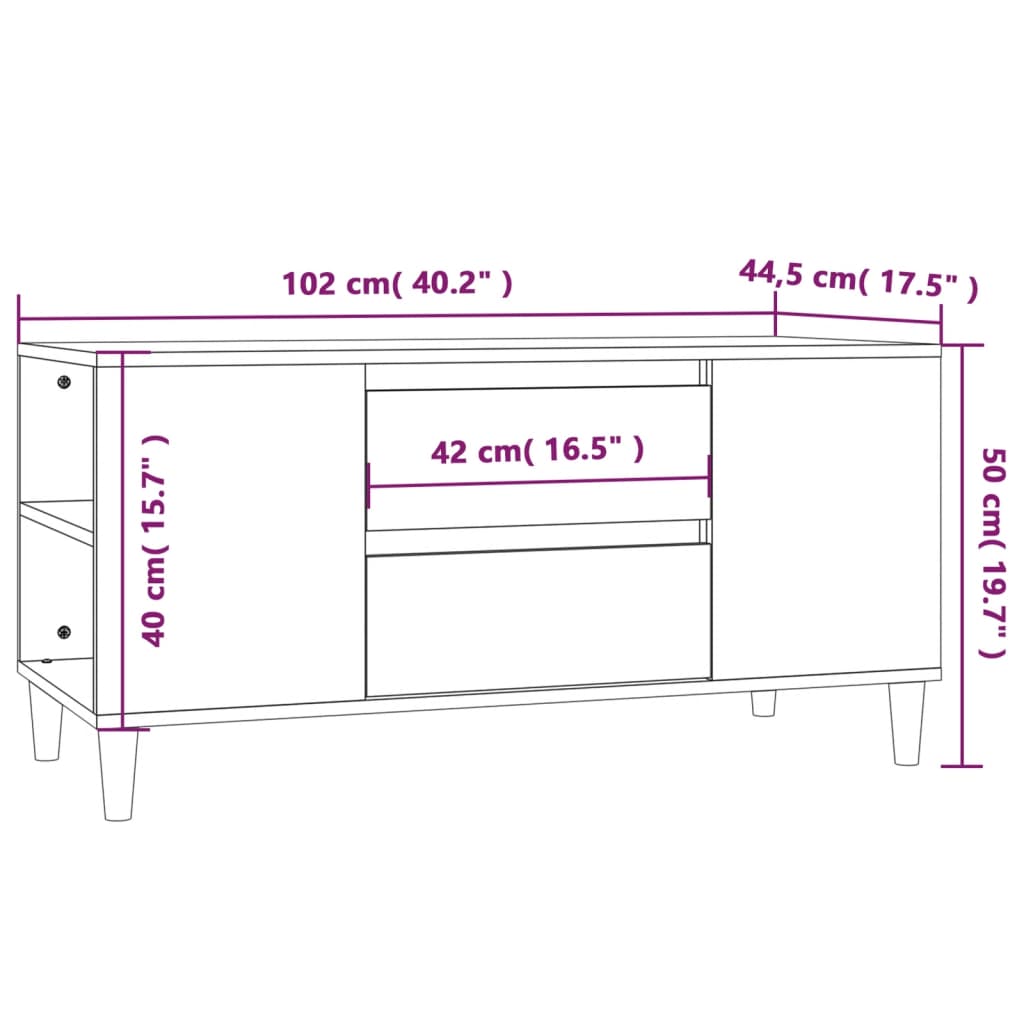 Mobile Porta TV Nero 102x44,5x50 cm in Legno Multistrato - homemem39