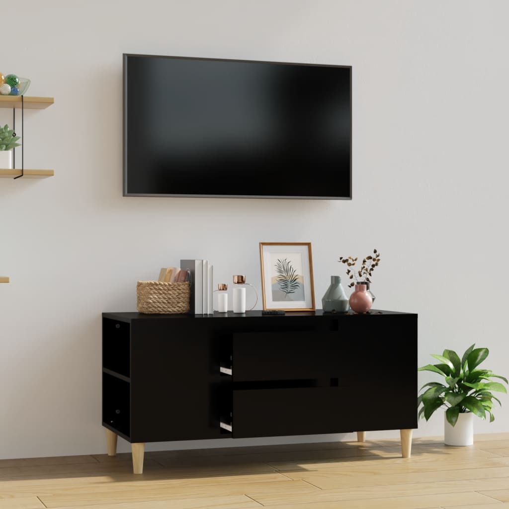 Mobile Porta TV Nero 102x44,5x50 cm in Legno Multistrato - homemem39