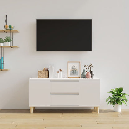 Mobile Porta TV Bianco Lucido 102x44,5x50 cm Legno Multistrato - homemem39