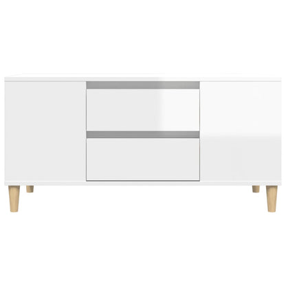 Mobile Porta TV Bianco Lucido 102x44,5x50 cm Legno Multistrato - homemem39