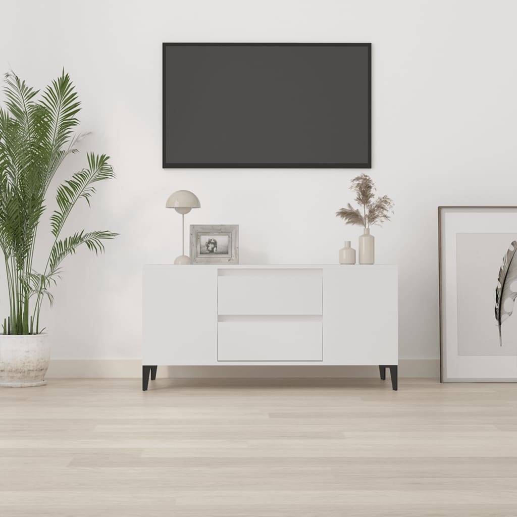 Mobile Porta TV Bianco 102x44,5x50 cm in Legno Multistrato - homemem39