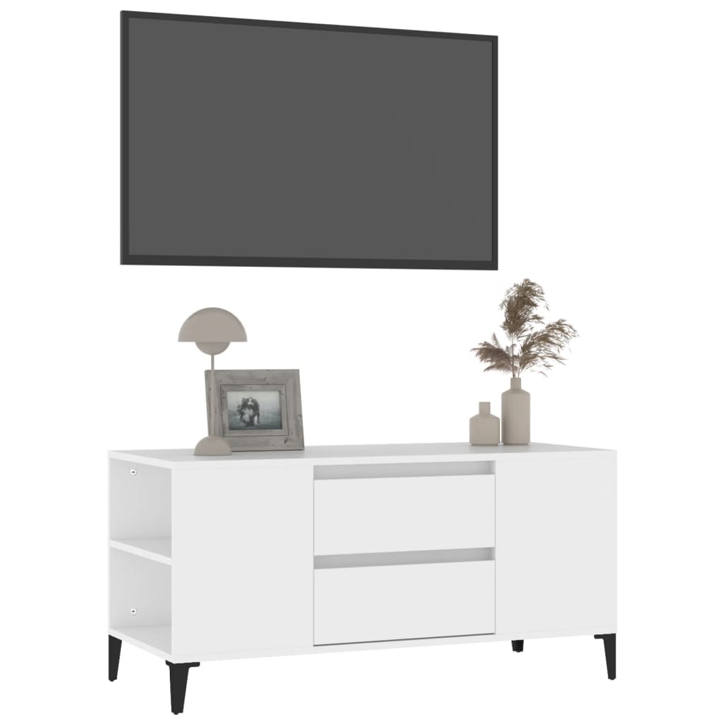 Mobile Porta TV Bianco 102x44,5x50 cm in Legno Multistrato - homemem39