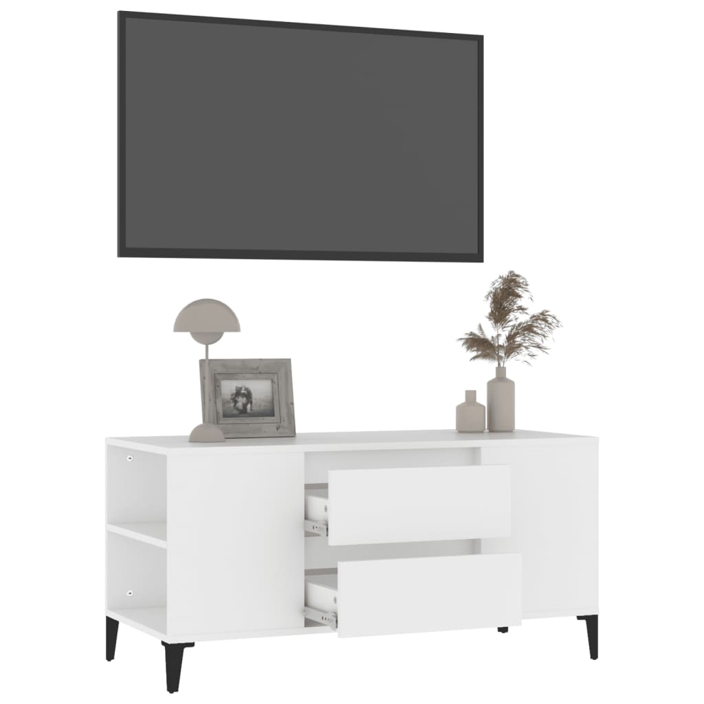 Mobile Porta TV Bianco 102x44,5x50 cm in Legno Multistrato - homemem39