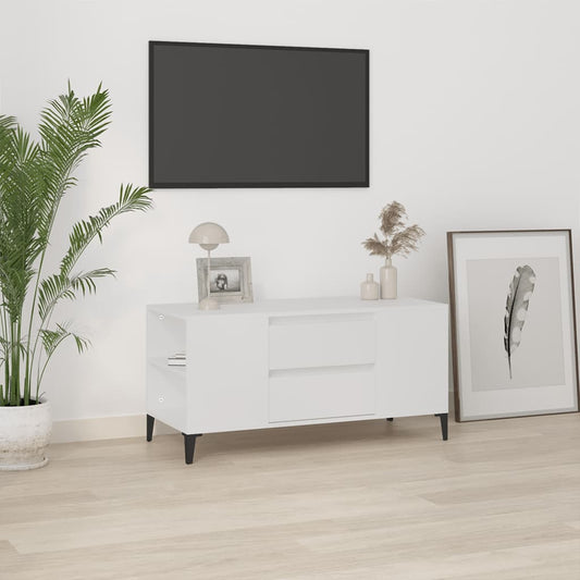 Mobile Porta TV Bianco 102x44,5x50 cm in Legno Multistrato - homemem39