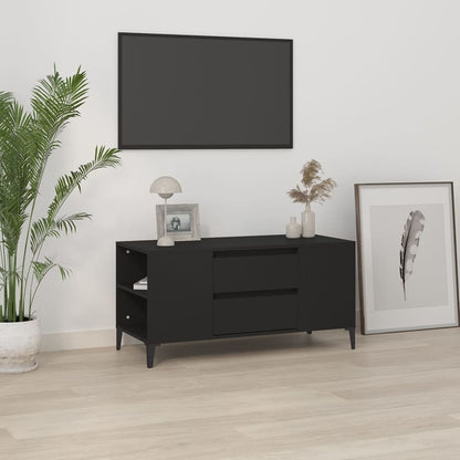 Mobile Porta TV Nero 102x44,5x50 cm in Legno Multistrato - homemem39