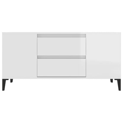 Mobile Porta TV Bianco Lucido 102x44,5x50 cm Legno Multistrato - homemem39