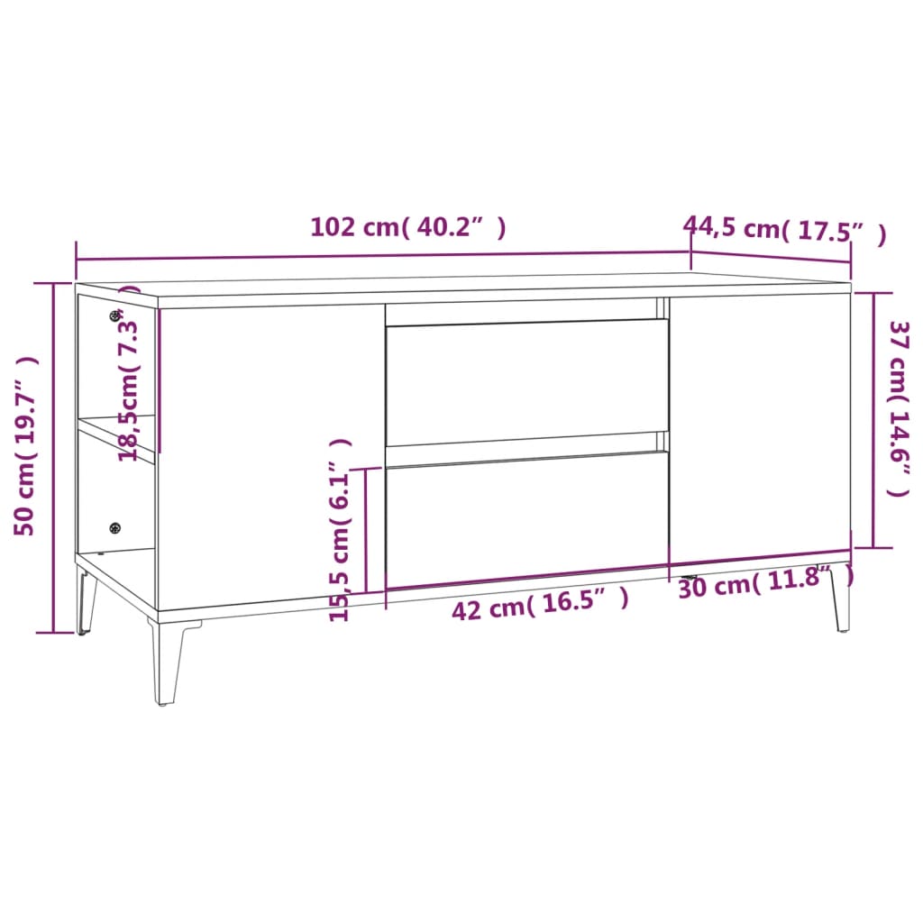 Mobile Porta TV Rovere Sonoma 102x44,5x50 cm Legno Multistrato - homemem39