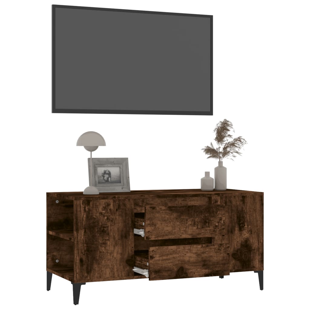 Mobile Porta TV Rovere Fumo 102x44,5x50 cm in Legno Multistrato - homemem39