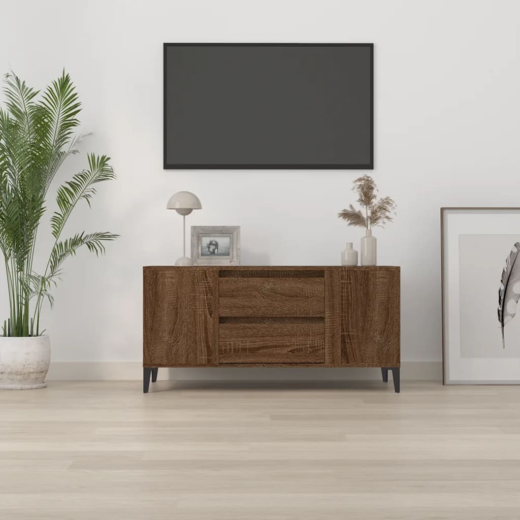 Mobile Porta TV Rovere Marrone 102x44,5x50 cm Legno Multistrato - homemem39