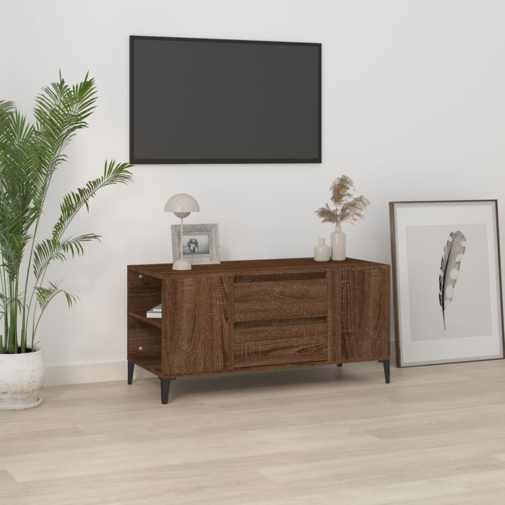 Mobile Porta TV Rovere Marrone 102x44,5x50 cm Legno Multistrato - homemem39