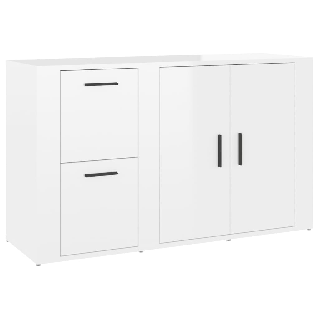 Credenza Bianco Lucido 100x33x59,5 cm in Legno Multistrato - homemem39