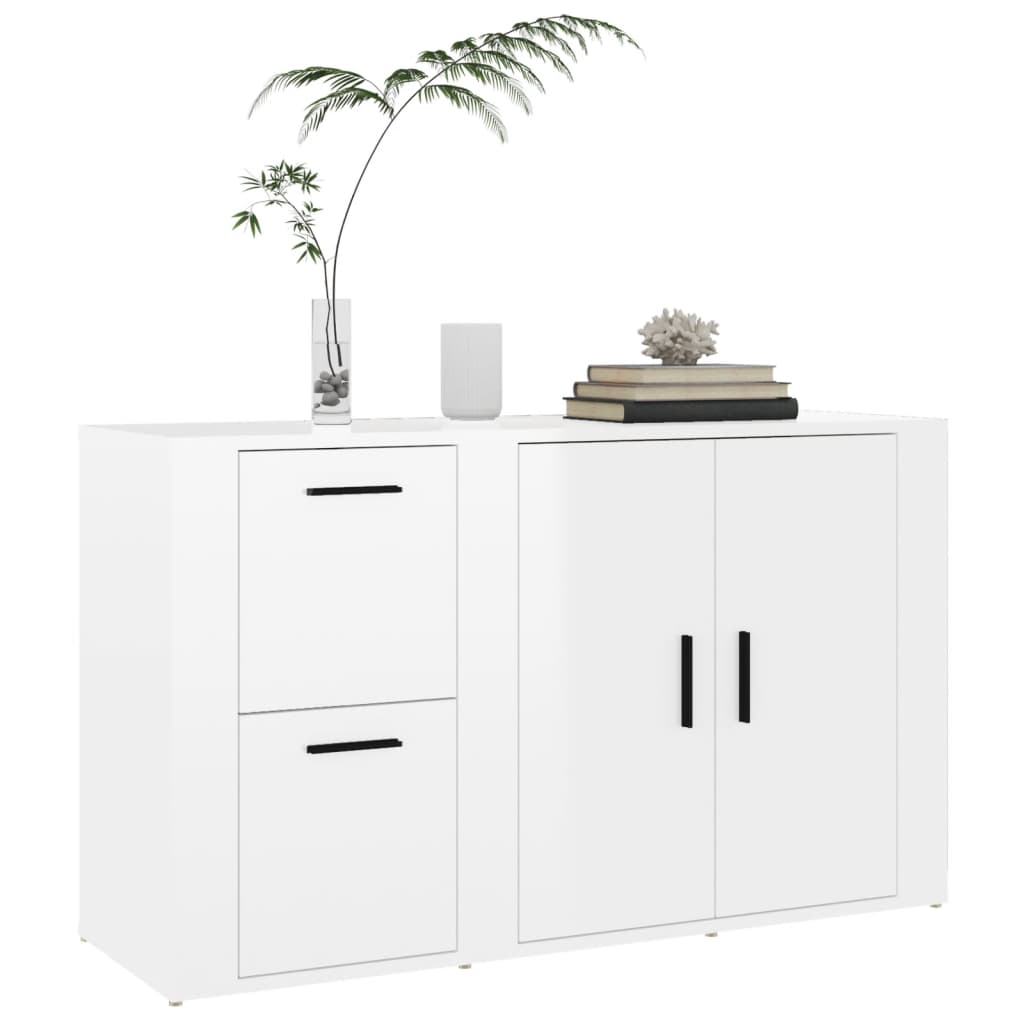 Credenza Bianco Lucido 100x33x59,5 cm in Legno Multistrato - homemem39