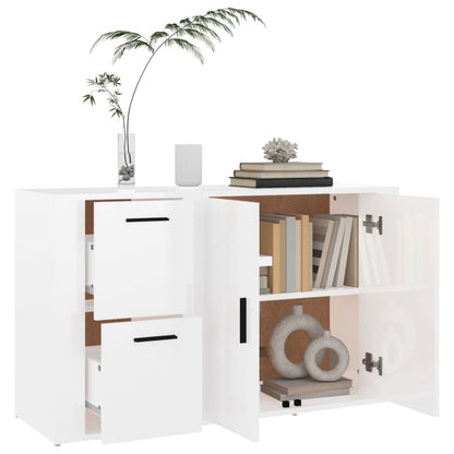 Credenza Bianco Lucido 100x33x59,5 cm in Legno Multistrato - homemem39