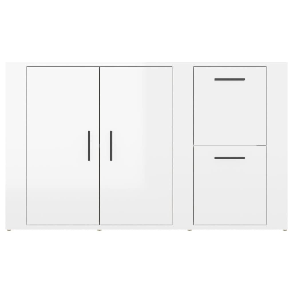 Credenza Bianco Lucido 100x33x59,5 cm in Legno Multistrato - homemem39