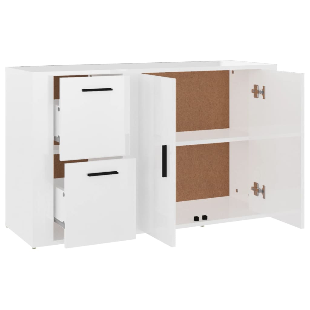 Credenza Bianco Lucido 100x33x59,5 cm in Legno Multistrato - homemem39