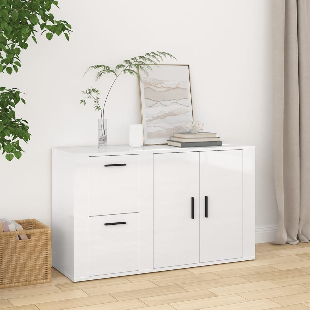 Credenza Bianco Lucido 100x33x59,5 cm in Legno Multistrato - homemem39