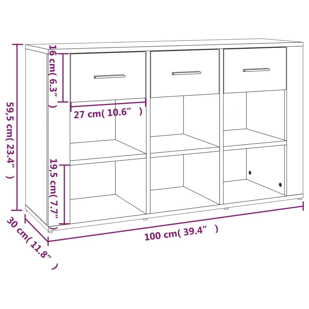 Credenza Bianca 100x30x59,5 cm in Legno Multistrato - homemem39