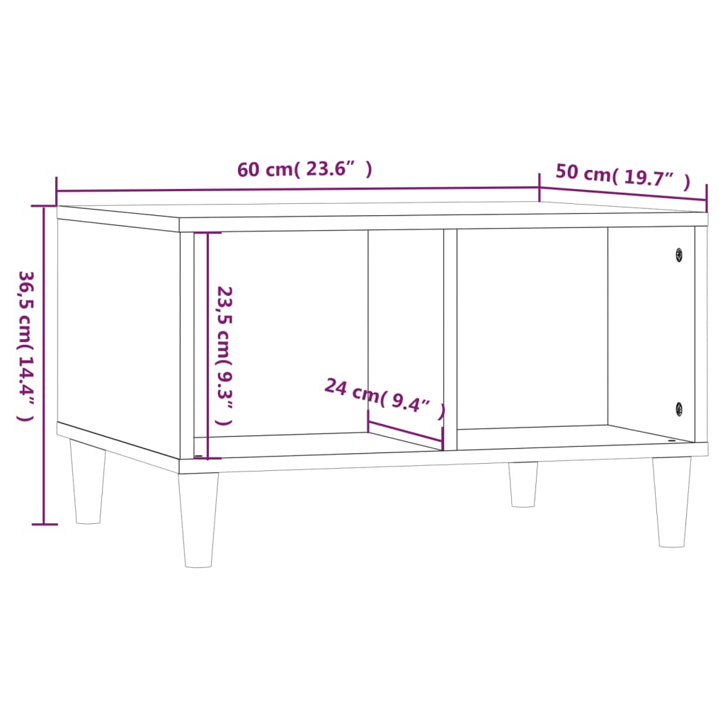 Tavolino da Salotto Nero 60x50x36,5 cm in Legno Multistrato - homemem39