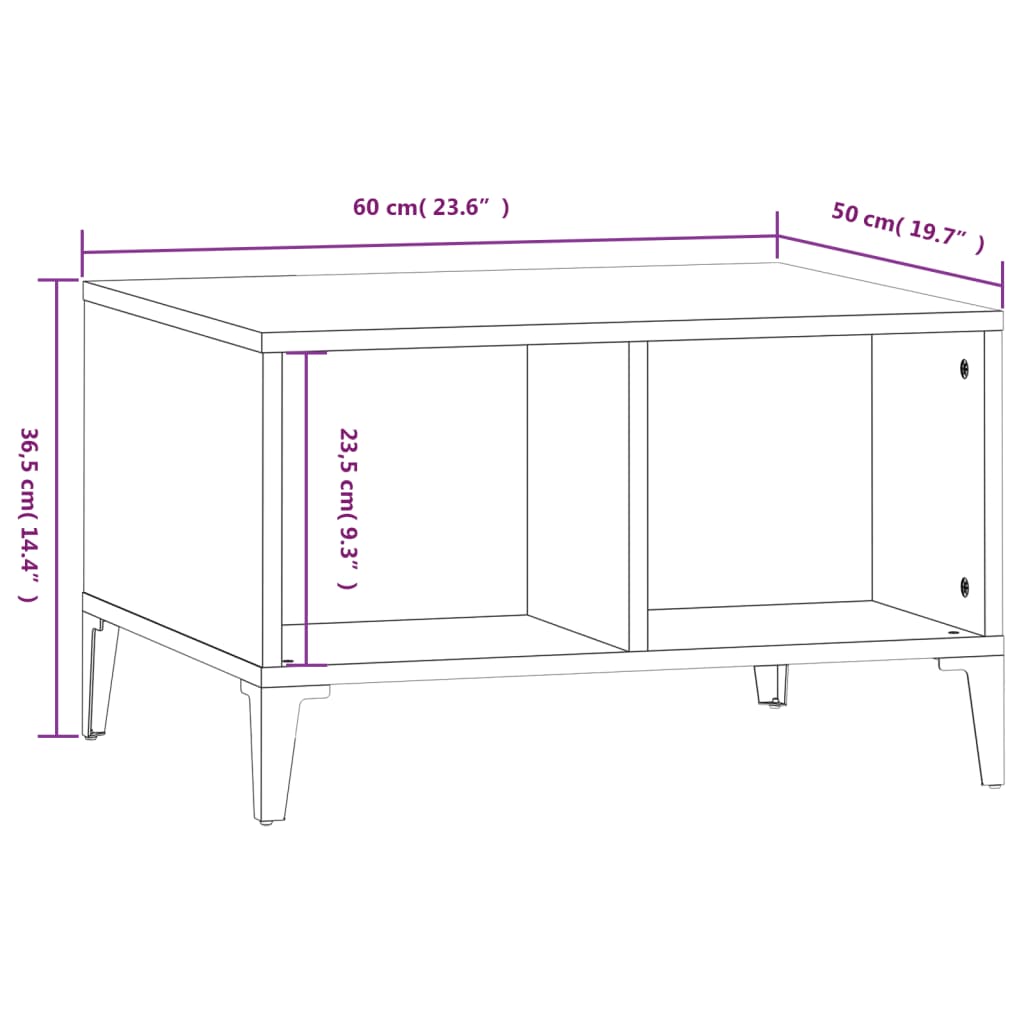 Tavolino da Salotto Nero 60x50x36,5 cm in Legno Multistrato - homemem39