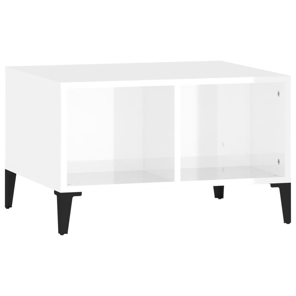 Tavolino Salotto Bianco Lucido 60x50x36,5 cm Legno Multistrato - homemem39