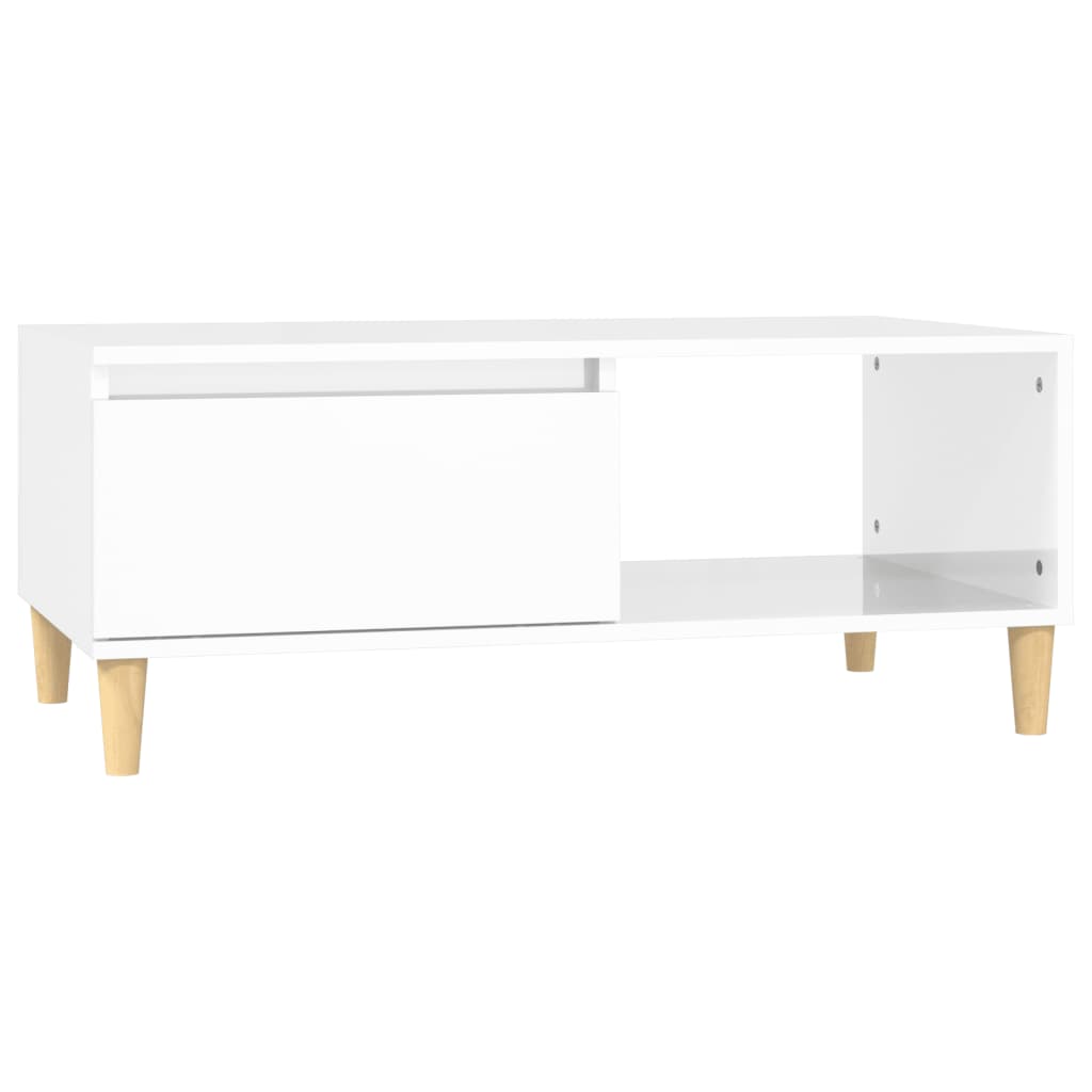 Tavolino Salotto Bianco Lucido 90x50x36,5 cm Legno Multistrato - homemem39