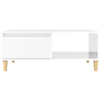 Tavolino Salotto Bianco Lucido 90x50x36,5 cm Legno Multistrato - homemem39