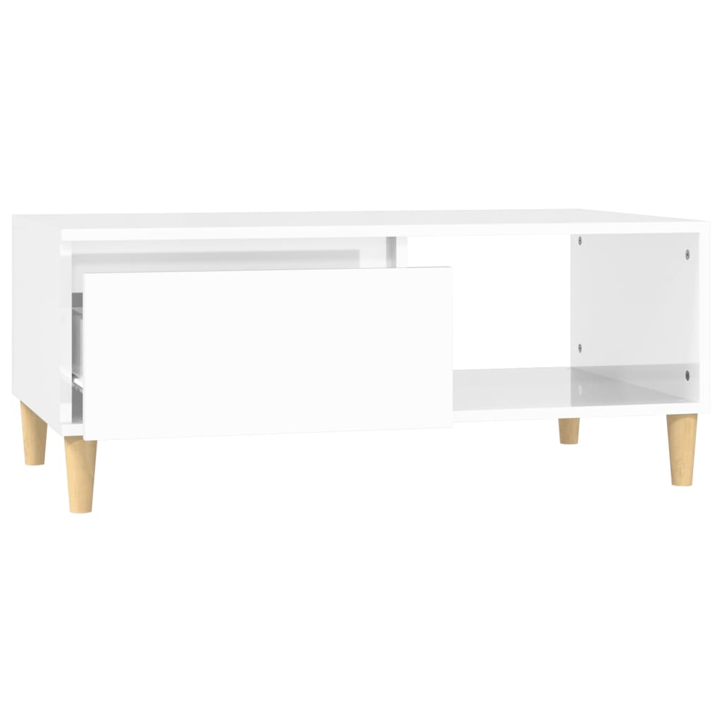 Tavolino Salotto Bianco Lucido 90x50x36,5 cm Legno Multistrato - homemem39