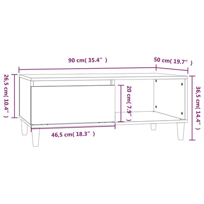 Tavolino Salotto Bianco Lucido 90x50x36,5 cm Legno Multistrato - homemem39