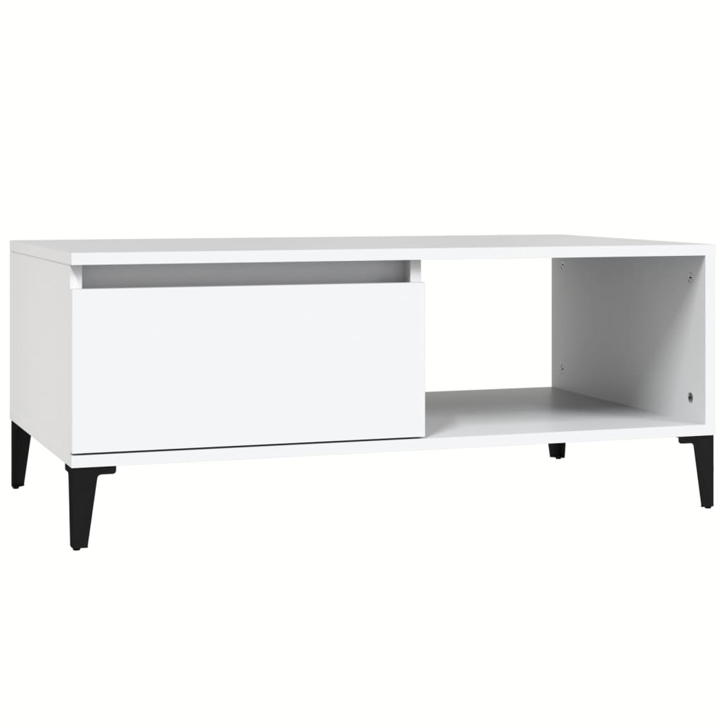 Tavolino da Salotto Bianco 90x50x36,5 cm in Legno Multistrato - homemem39