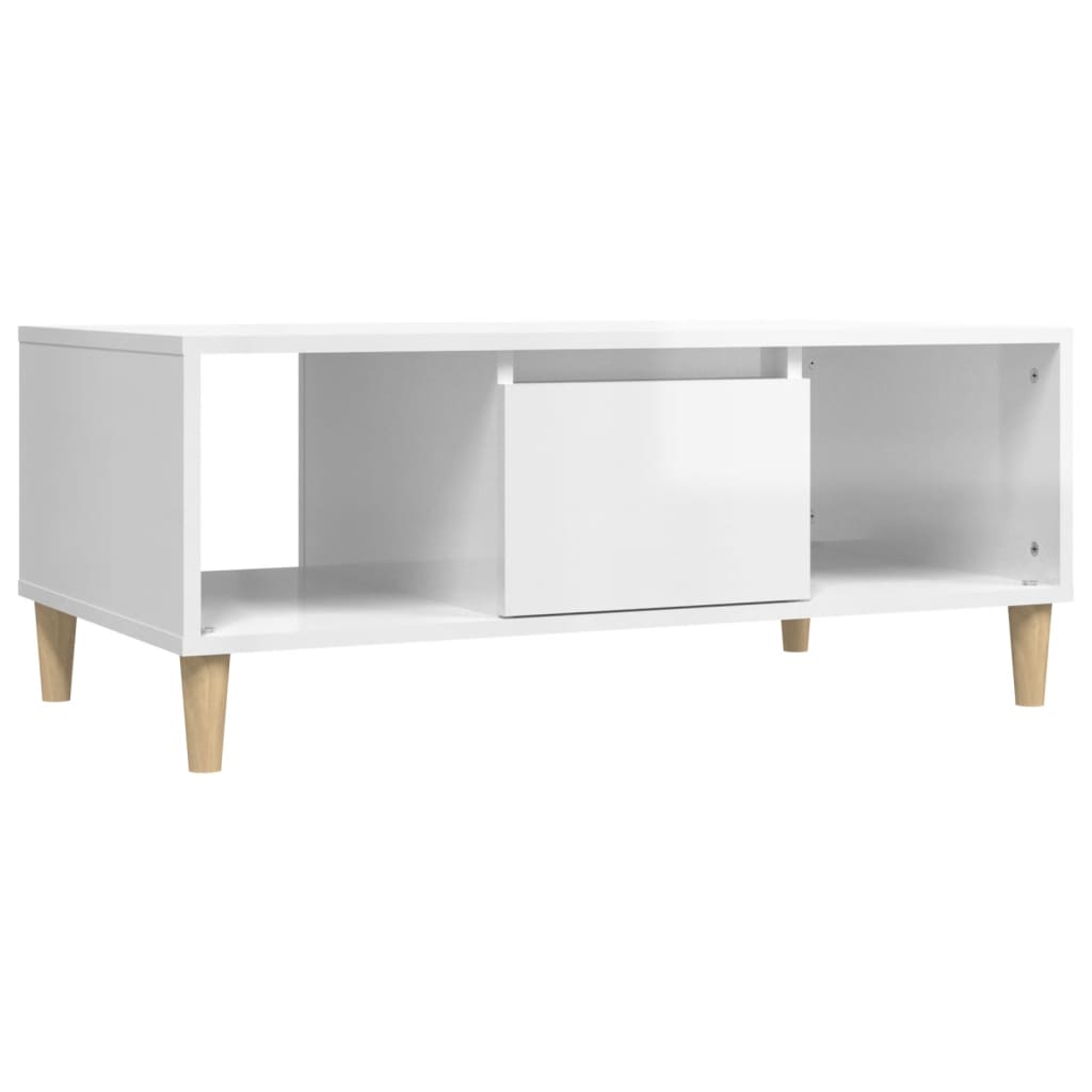 Tavolino Salotto Bianco Lucido 90x50x36,5 cm Legno Multistrato - homemem39