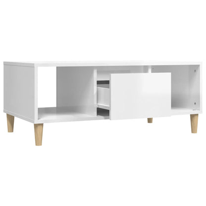 Tavolino Salotto Bianco Lucido 90x50x36,5 cm Legno Multistrato - homemem39