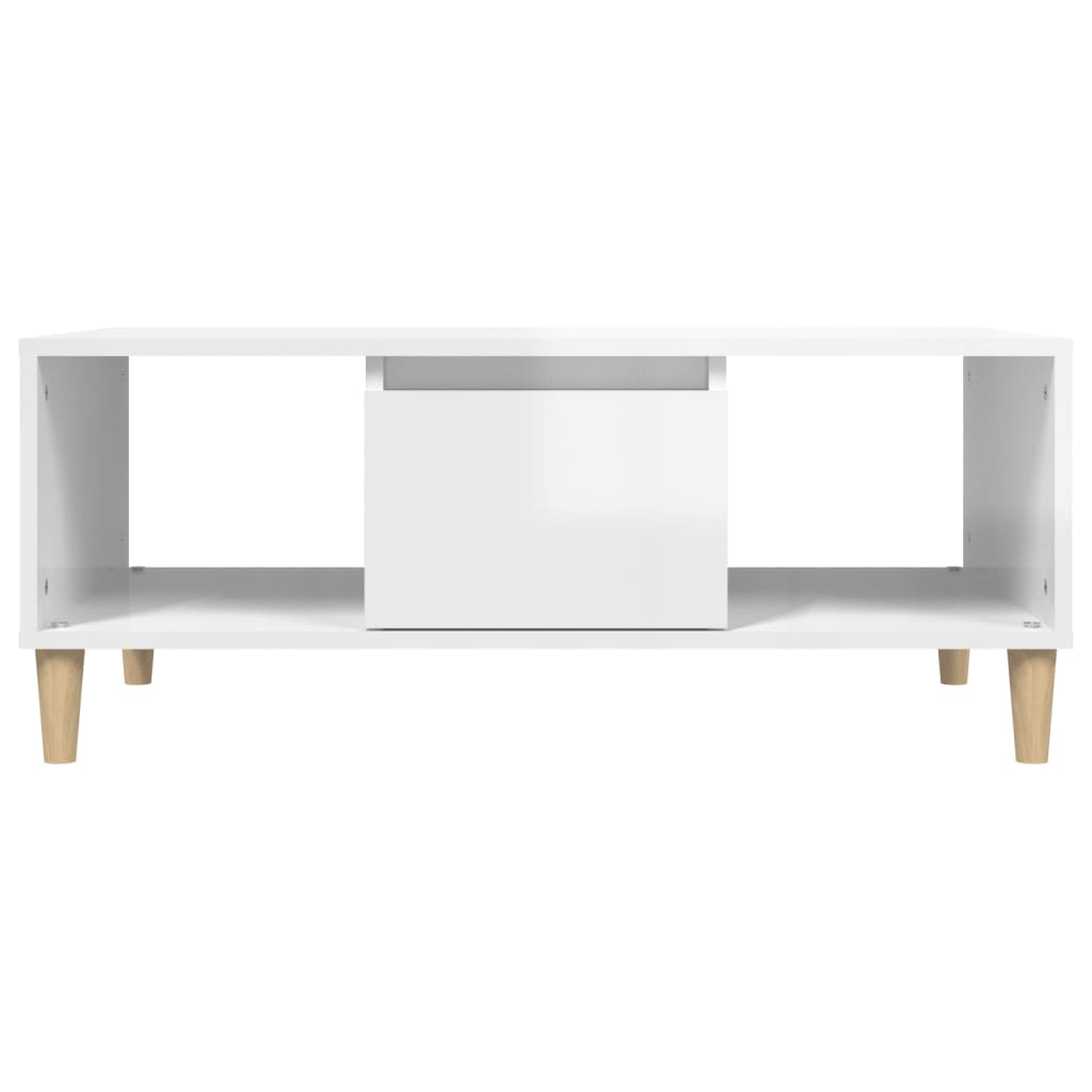 Tavolino Salotto Bianco Lucido 90x50x36,5 cm Legno Multistrato - homemem39