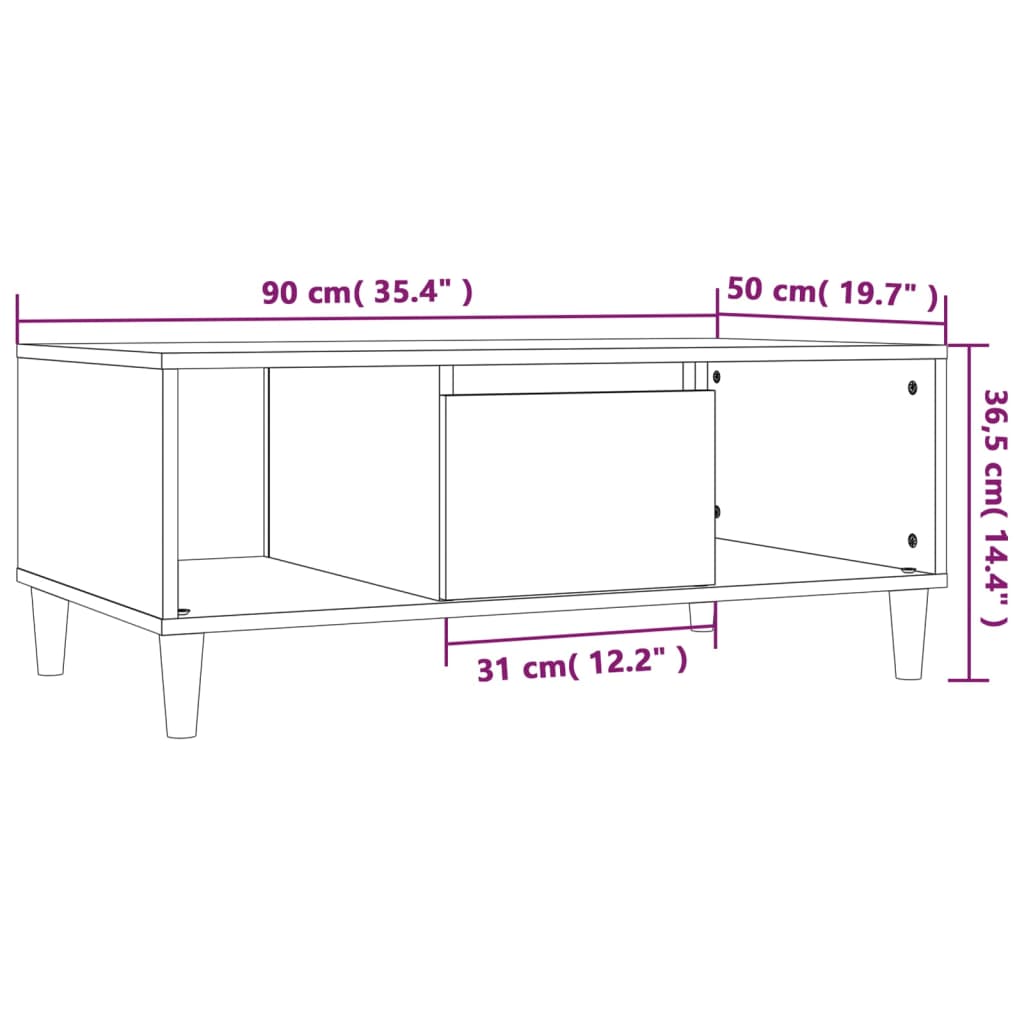 Tavolino da Salotto Rovere Marrone 90x50x36,5 cm in Multistrato - homemem39