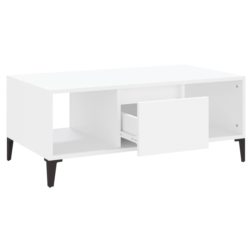 Tavolino da Salotto Bianco 90x50x36,5 cm in Legno Multistrato - homemem39