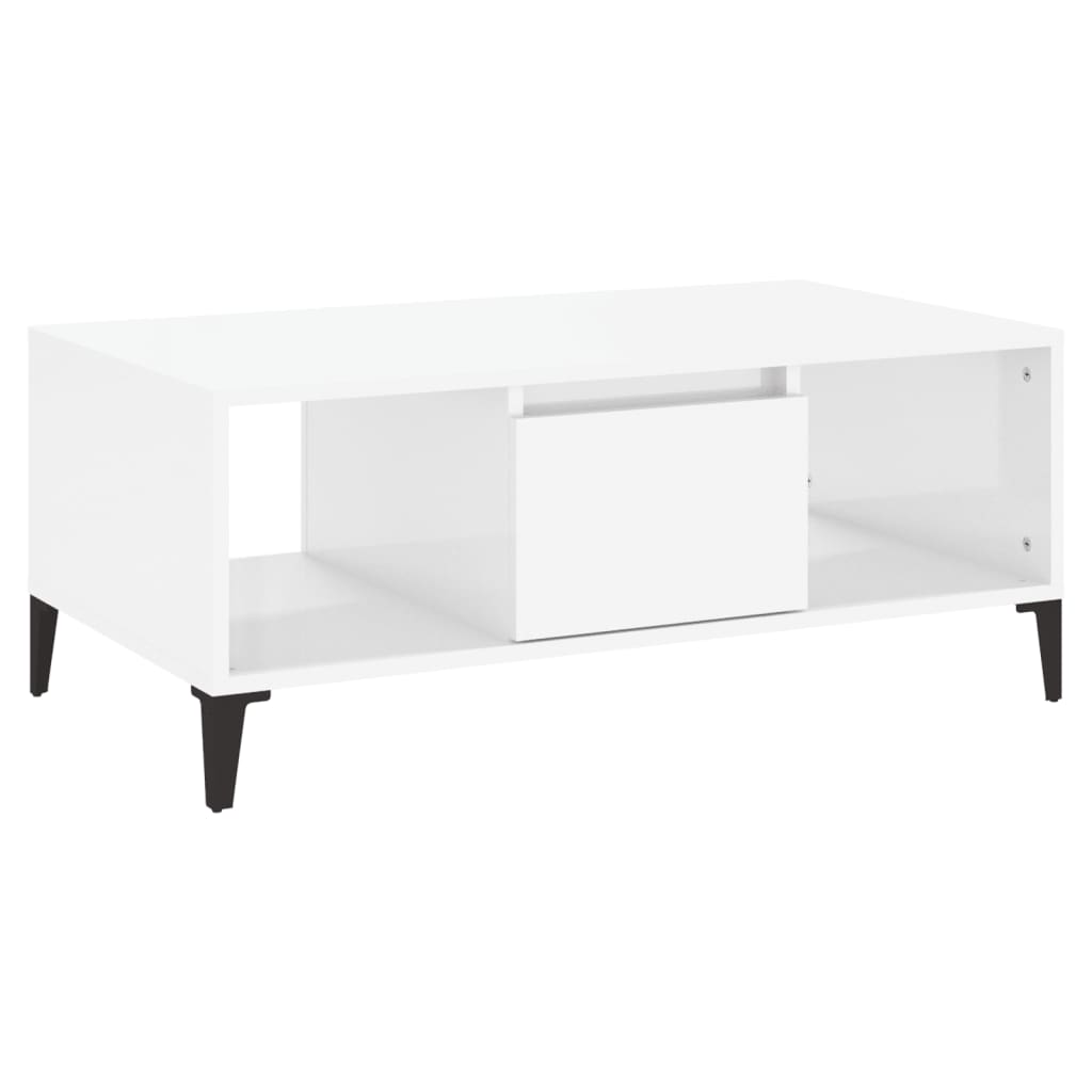 Tavolino Salotto Bianco Lucido 90x50x36,5 cm Legno Multistrato - homemem39