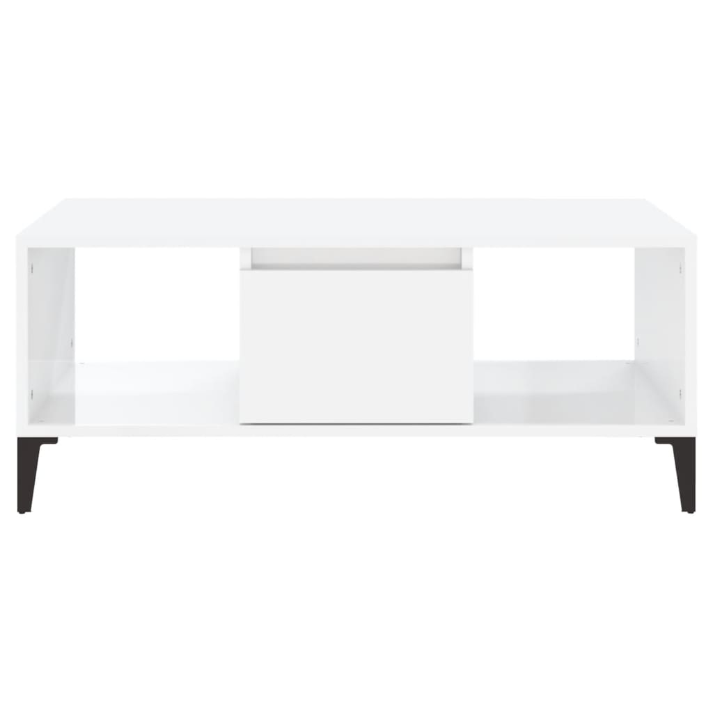 Tavolino Salotto Bianco Lucido 90x50x36,5 cm Legno Multistrato - homemem39