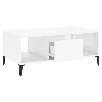 Tavolino Salotto Bianco Lucido 90x50x36,5 cm Legno Multistrato - homemem39