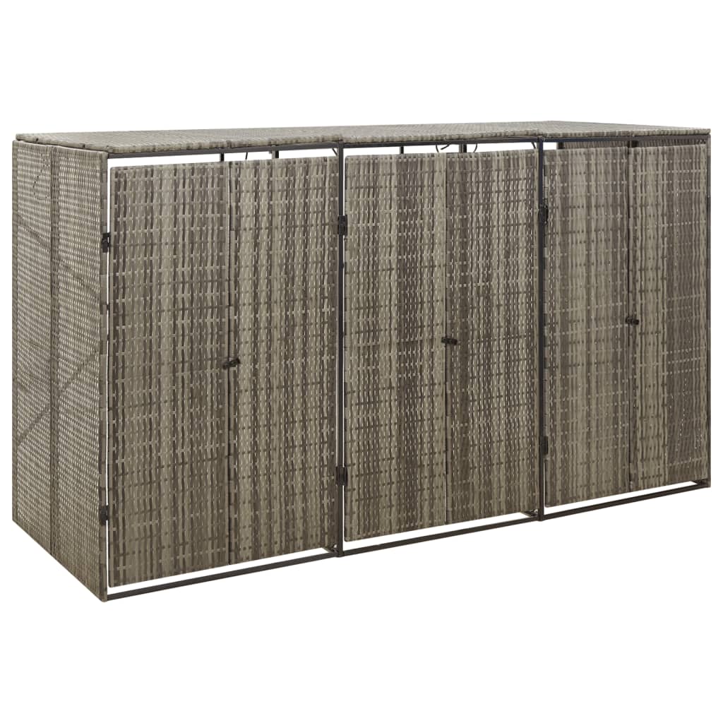 Copribidone Triplo Grigio 207x80x117 cm in Polyrattan - homemem39