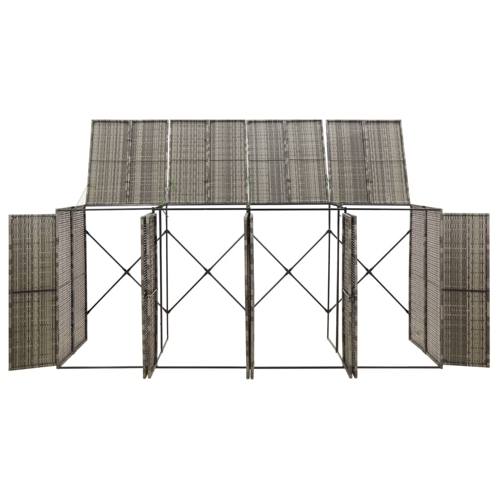 Copribidone Quadruplo Grigio 274x80x117 cm in Polyrattan - homemem39