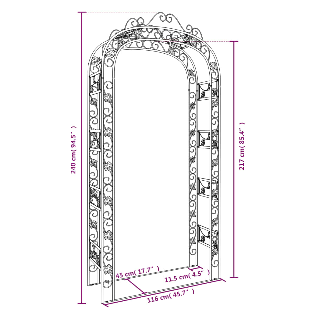 Arco da Giardino 116x45x240 cm Acciaio - homemem39